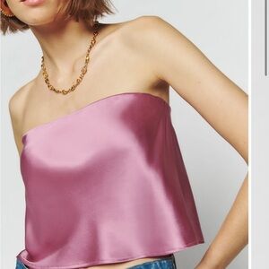 Reformation Spritz Silk Top in Sugar Plum